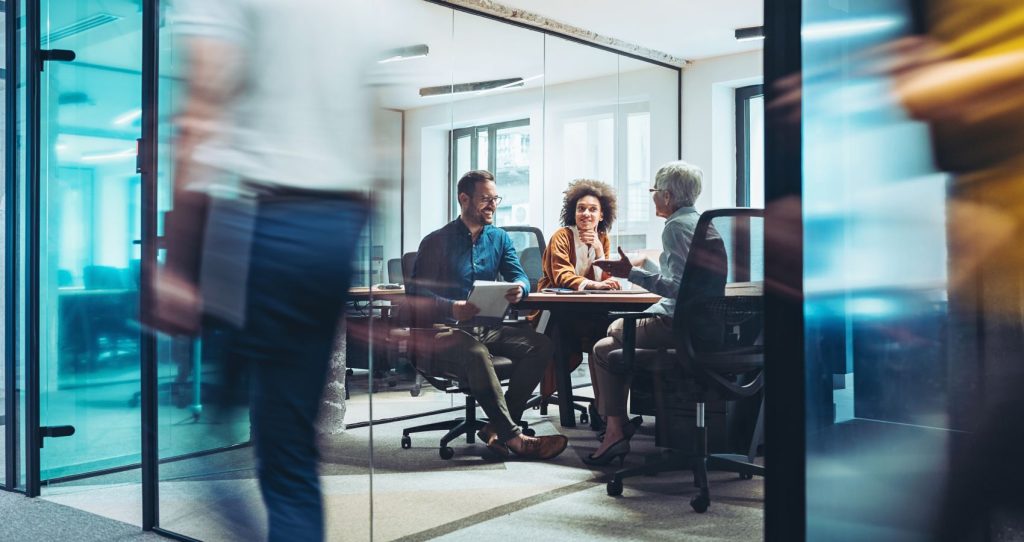 Business people shaking hands in meeting