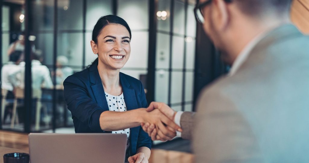 Business woman getting job promotion